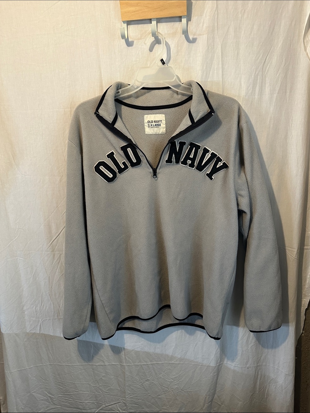 Old Navy Light Gray Half-Zip Fleece with Black Trim